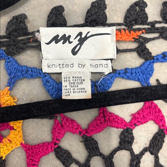 Vintage Crochet Hand Knit Vibrant Colorful Cardigan - Picture 5 of 7